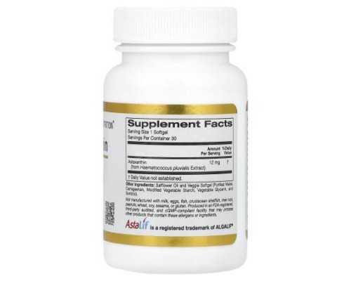 California Gold Nutrition, Astaxanthin, Astalif® Pure Icelandic, 12 mg, 30 Veggie Softgels California Gold Nutrition, Astaxanthin, Astalif® Pure Icelandic, 12 mg, 30 Veggie Softgels