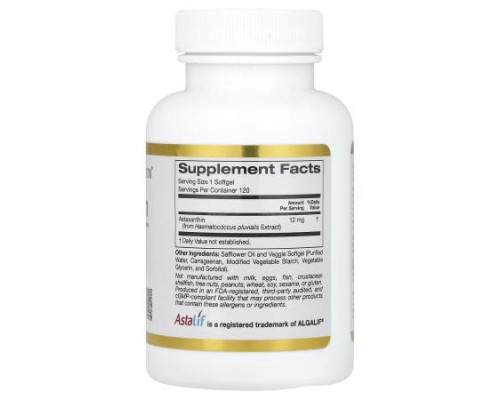 California Gold Nutrition, Astaxanthin, Astalif® Pure Icelandic, 12 mg, 120 Veggie Softgels California Gold Nutrition, Astaxanthin, Astalif® Pure Icelandic, 12 mg, 120 Veggie Softgels