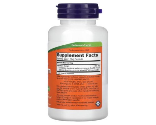 NOW Foods, Hawthorn Extract, Extra Strength, 600 mg, 90 Veg Capsules
