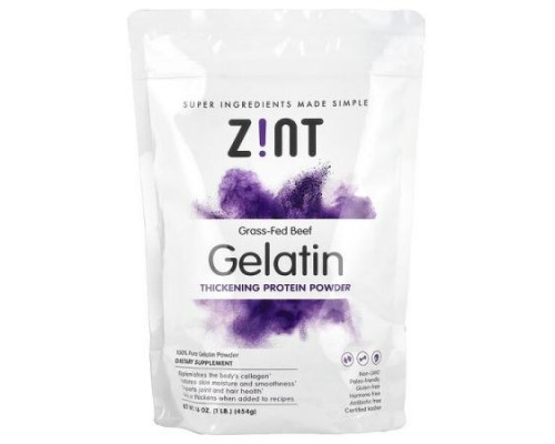 Zint, Gelatin Thickening Protein Powder, Grass-Fed Beef, 16 oz (454 g)