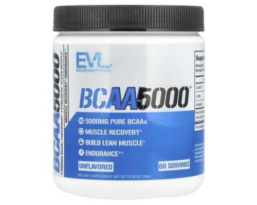 EVLution Nutrition, BCAA5000®, Unflavored, 10.58 oz (300 g)