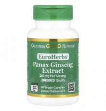 California Gold Nutrition, EuroHerbs™, Panax Ginseng Extract, Euromed Quality, 250 mg, 60 Veggie Capsules