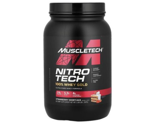 MuscleTech, Nitro-Tech® 100% Whey Gold, Strawberry Shortcake, 2 lbs (907 g)