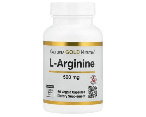 California Gold Nutrition, L-Arginine, 500 mg , 60 Veggie Capsules California Gold Nutrition, L-Arginine, 500 mg , 60 Veggie Capsules