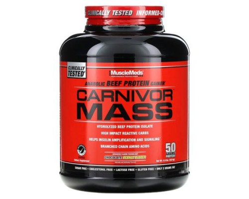 MuscleMeds, Carnivor Mass, Anabolic Beef Protein Gainer, Chocolate Peanut Butter, 5.9 lbs (2,674 g)