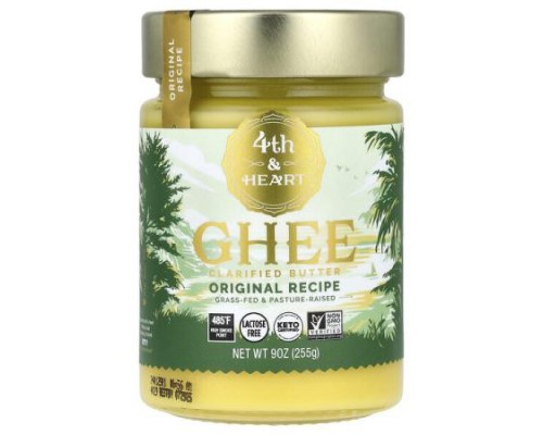 4th & Heart, Ghee Clarified Butter, Grass-Fed, Original Recipe, 9 oz (255 g) 4th & Heart, Ghee Clarified Butter, Grass-Fed, Original Recipe, 9 oz (255 g)