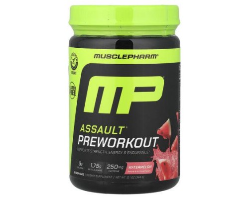MusclePharm, Assault® Preworkout, Watermelon, 12.1 oz (344 g) MusclePharm, Assault® Preworkout, Watermelon, 12.1 oz (344 g)