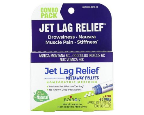 Boiron, Jet Lag Relief, Meltaway Pellets, Combo Pack, 3 Tubes, 80 Pellets Each