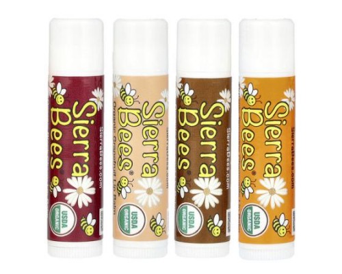 Sierra Bees, Organic Lip Balm Variety Pack, 4 Pack, 0.15 oz (4.25 g) Each