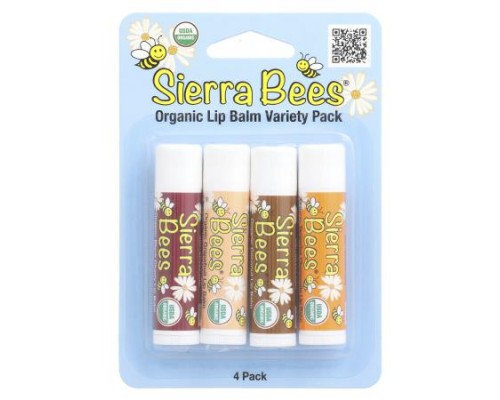 Sierra Bees, Organic Lip Balm Variety Pack, 4 Pack, 0.15 oz (4.25 g) Each