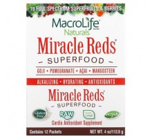 Macrolife Naturals, Miracle Reds, Superfood, Goji, Pomegranate, Acai, Mangosteen, 12 Packets, 0.3 oz (9.5 g) Each