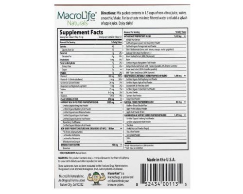 Macrolife Naturals, Miracle Reds, Superfood, Goji, Pomegranate, Acai, Mangosteen, 12 Packets, 0.3 oz (9.5 g) Each