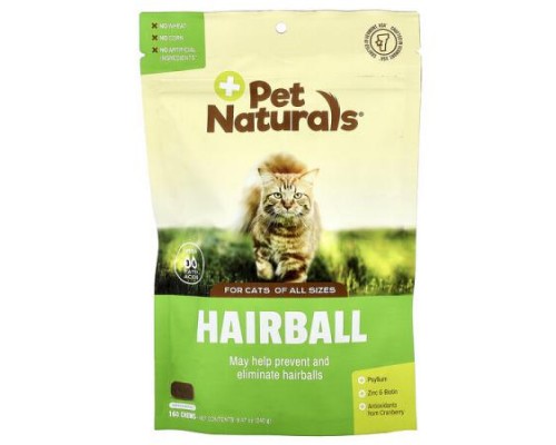 Pet Naturals, Hairball, For Cats, All Sizes, 160 Chews, 8.47 oz (240 g) Pet Naturals, Hairball, For Cats, All Sizes, 160 Chews, 8.47 oz (240 g)