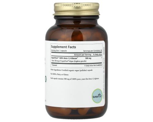 Pure Synergy, SuperPure® Beta 1,3 Glucan, Algae Extract, 60 Capsules (500 mg per Capsule)