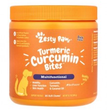 Zesty Paws, Turmeric Curcumin Bites™ for Dogs, Multifunctional, All Ages, Duck, 90 Soft Chews, 12.7 oz (360 g)