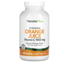 NaturesPlus, Chewable Orange Juice, Vitamin C, Natural Orange, 1,000 mg, 60 Tablets