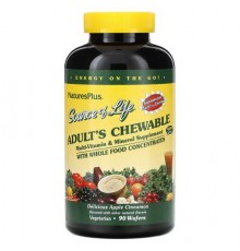 NaturesPlus, Source of Life, Adult's Chewable Multi-Vitamin & Mineral Supplement, Delicious Apple Cinnamon, 90 Wafers