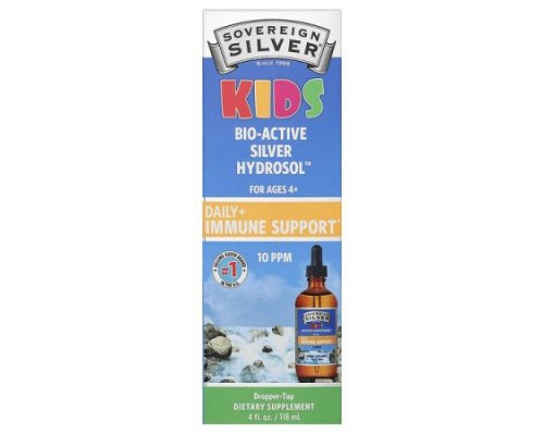 Sovereign Silver, Kids Bio-Active Silver Hydrosol, Daily+ Immune Support, Ages 4+, 4 fl oz (118 ml)