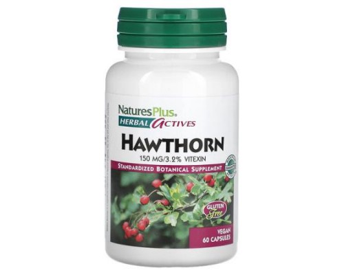 NaturesPlus, Herbal Actives, Hawthorn, 150 mg, 60 Vegan Capsules