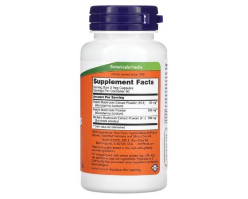 NOW Foods, Rei-Shi Mushrooms, 270 mg, 100 Veg Capsules