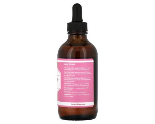 Leven Rose, 100% Pure & Organic Rosehip Oil, 4 fl oz (118 ml)