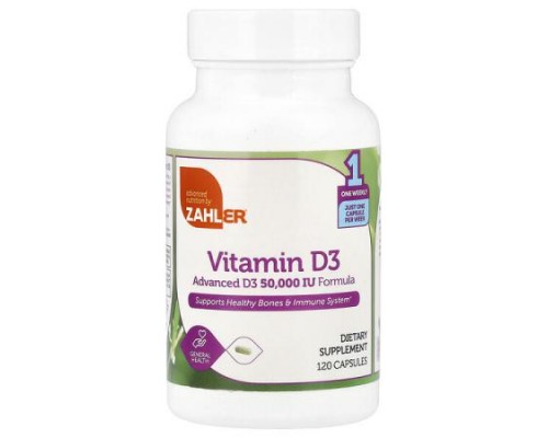 Zahler, Vitamin D3, 1,250 mcg (50,000 IU), 120 Capsules