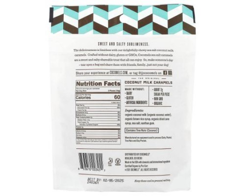 Cocomels, The Original, Coconut Milk Caramels, Sea Salt, 3.5 oz (99 g) Cocomels, The Original, Coconut Milk Caramels, Sea Salt, 3.5 oz (99 g)