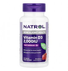 Natrol, Vitamin D3, Strawberry, 2,000 IU, 90 Tablets