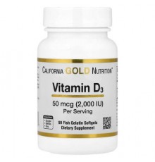 California Gold Nutrition, Vitamin D3, 50 mcg (2,000 IU), 90 Fish Gelatin Softgels