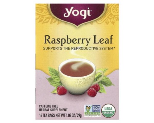 Yogi Tea, Raspberry Leaf, Caffeine Free, 16 Tea Bags, 1.02 oz (29 g)