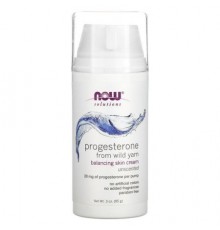 NOW Foods, Solutions, Progesterone from Wild Yam, Balancing Skin Cream, Unscented, 20 mg, 3 oz (85 g)