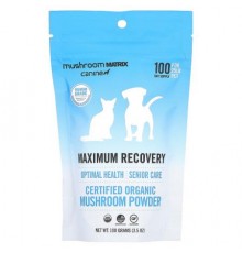 Mushroom Matrix Canine, Maximum Recovery, Certified Organic Mushroom Powder, For 25 lb Pet, For Dogs and Cats, 3.5 oz (100 g)