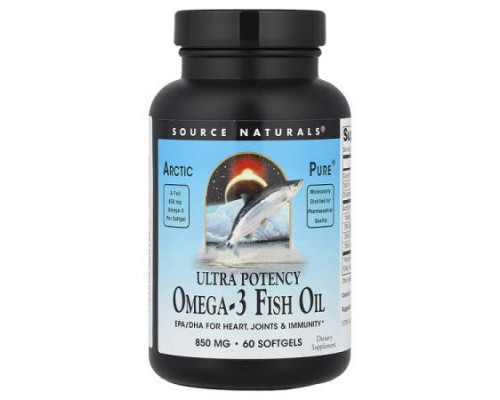 Source Naturals, Arctic Pure®, Ultra Potency Omega-3 Fish Oil, 850 mg, 60 Softgels