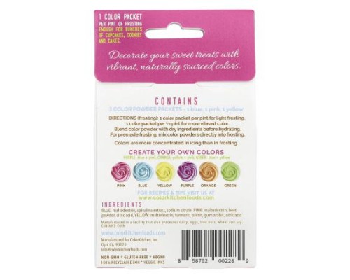 ColorKitchen, Food Colors From Nature, Multi-Color, 3 Powder Packets, 0.11 oz (3 g) Each