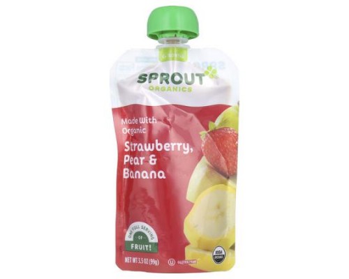 Sprout Organics, Baby Food, 6 Months & Up, Strawberry, Pear, & Banana, 3.5 oz (99 g) Sprout Organics, Baby Food, 6 Months & Up, Strawberry, Pear, & Banana, 3.5 oz (99 g)