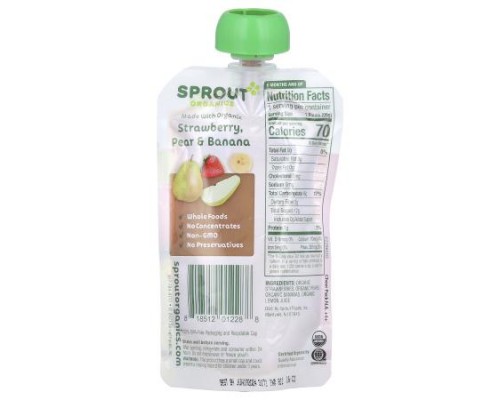 Sprout Organics, Baby Food, 6 Months & Up, Strawberry, Pear, & Banana, 3.5 oz (99 g) Sprout Organics, Baby Food, 6 Months & Up, Strawberry, Pear, & Banana, 3.5 oz (99 g)