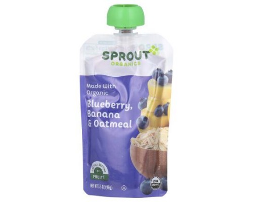 Sprout Organics, Baby Food, 6 Months & Up, Blueberry, Banana, & Oatmeal, 3.5 oz (99 g) Sprout Organics, Baby Food, 6 Months & Up, Blueberry, Banana, & Oatmeal, 3.5 oz (99 g)