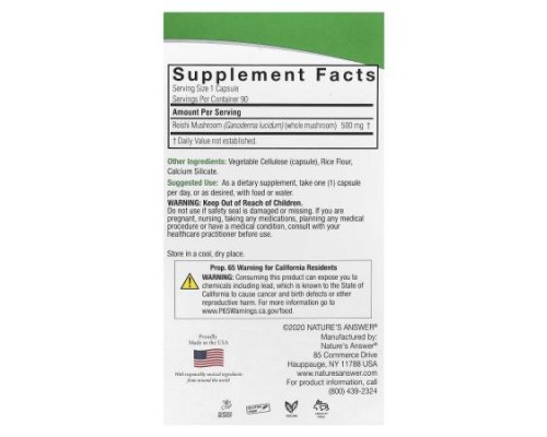 Nature's Answer, Reishi, 500 mg, 90 Vegetarian Capsules