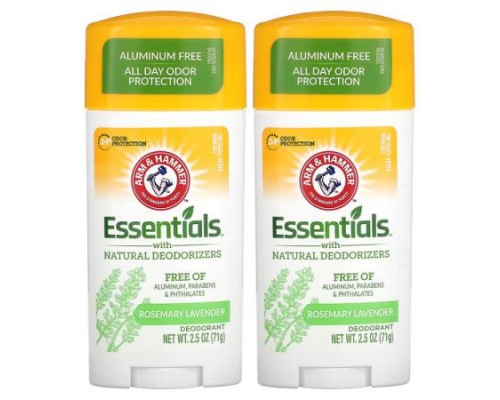 Arm & Hammer, Essentials with Natural Deodorizers, Deodorant, Rosemary Lavender, 2 Pack, 2.5 oz (71 g) Each Arm & Hammer, Essentials with Natural Deodorizers, Deodorant, Rosemary Lavender, 2 Pack, 2.5 oz (71 g) Each