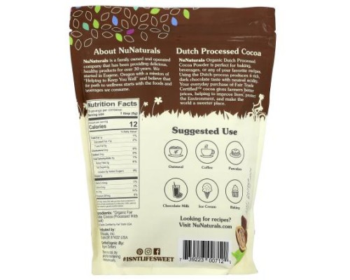 NuNaturals, Organic Cocoa Powder, 1 lb (454 g) NuNaturals, Organic Cocoa Powder, 1 lb (454 g)