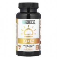 Zhou Nutrition, D3 + K2, 60 Veggie Capsules