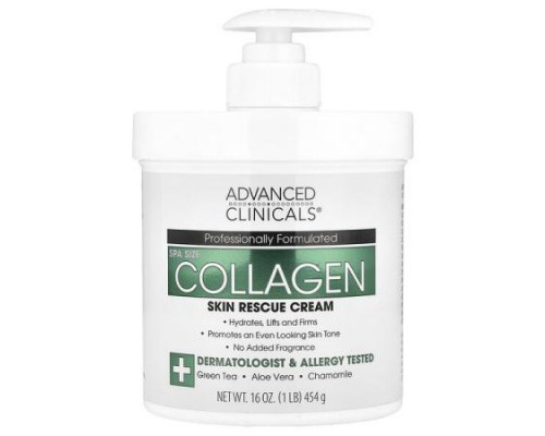 Advanced Clinicals, Collagen, Skin Rescue Cream, 16 oz (454 g) Advanced Clinicals, Collagen, Skin Rescue Cream, 16 oz (454 g)