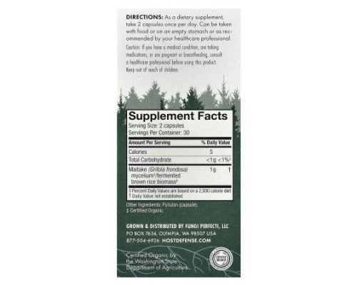 Host Defense, Mushrooms™, Maitake, 60 Capsules Host Defense, Mushrooms™, Maitake, 60 Capsules