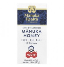 Manuka Health, Manuka Honey On-The-Go, UMF 6+, MGO 115+, 12 Packets, 0.176 oz (5 g) Each