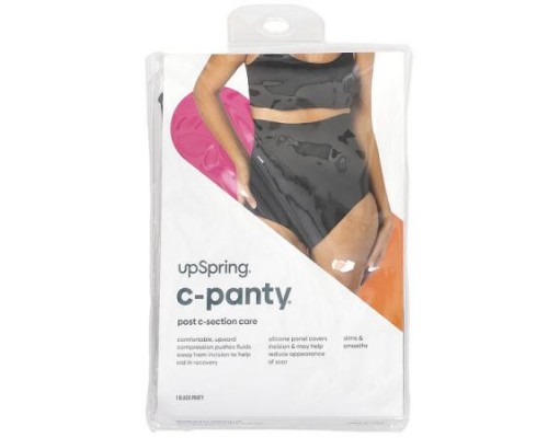 UpSpring, C-Panty®, Post C-Section Care, With Silicon Panel, High Waist, Small/Medium, Black, 1 Count