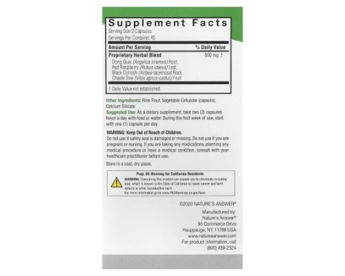 Nature's Answer, Female Complex, Herbal Combination, 90 Vegetarian Capsules Nature's Answer, Female Complex, Herbal Combination, 90 Vegetarian Capsules