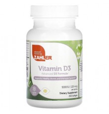 Zahler, Vitamin D3, Advanced D3 Formula, 125 mcg (5,000 IU), 250 Softgels