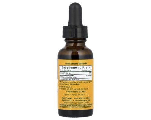 Herb Pharm, Lemon Balm, Alcohol-Free, 1 fl oz (30 ml)