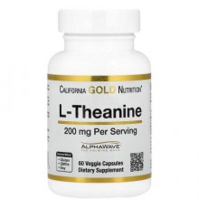 California Gold Nutrition, L-Theanine, Featuring AlphaWave®, 200 mg, 60 Veggie Capsules