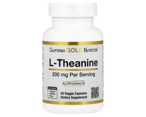 California Gold Nutrition, L-Theanine, Featuring AlphaWave®, 200 mg, 60 Veggie Capsules